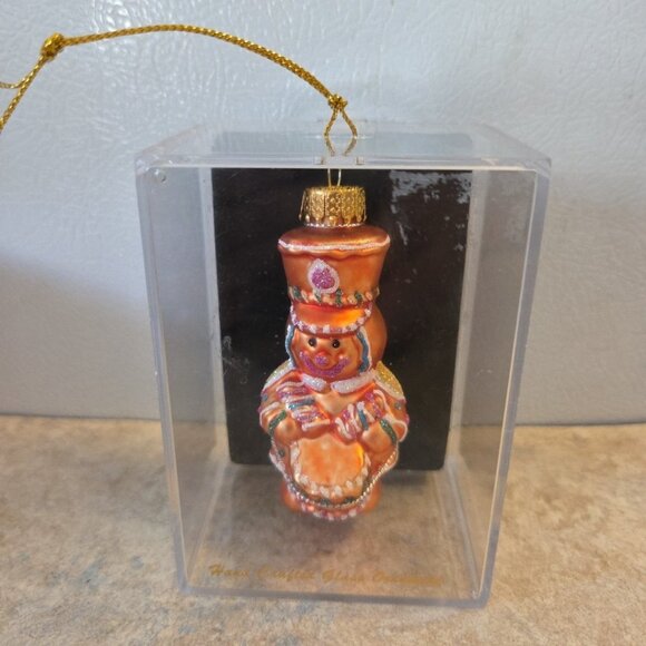 Drummer Glass Gingerbread Man Christmas Ornament In Case 3 Inches Tall - Picture 7 of 9